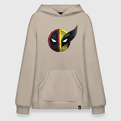 Толстовка-худи оверсайз Лого - Дэдпул и Росомаха, цвет: миндальный