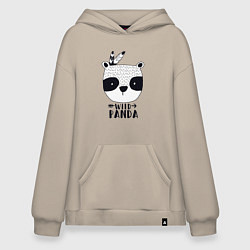 Толстовка-худи оверсайз Wild panda, цвет: миндальный