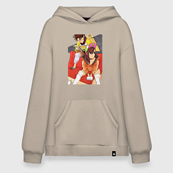 Толстовка-худи оверсайз Дандадан: Момо Аясэ, цвет: миндальный