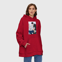 Толстовка-худи оверсайз Магическая битва Мэгуми Фусигуро арт, цвет: красный — фото 2