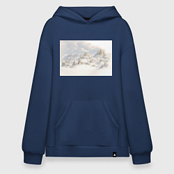 Толстовка-худи оверсайз Снежный древний город, цвет: тёмно-синий