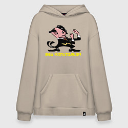 Толстовка-худи оверсайз Бей капитализм - Ленин спарринг, цвет: миндальный