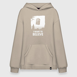 Толстовка-худи оверсайз Tardis believe, цвет: миндальный