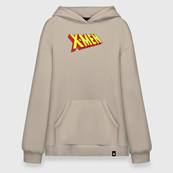 Толстовка-худи оверсайз Люди икс лого, цвет: миндальный