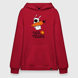 Толстовка-худи оверсайз True vegan (истинный веган), цвет: красный
