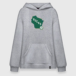 Толстовка-худи оверсайз Bucks team, цвет: меланж