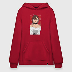 Толстовка-худи оверсайз Дандадан: Момо, цвет: красный