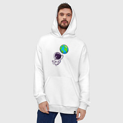 Толстовка-худи оверсайз Прикосновение планеты, цвет: белый — фото 2
