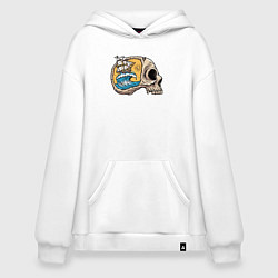 Толстовка-худи оверсайз Кораблик в черепке, цвет: белый