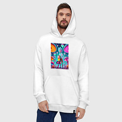 Толстовка-худи оверсайз Морти сидит на грибе рядом с Риком, цвет: белый — фото 2