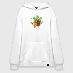 Толстовка-худи оверсайз Новогодний букет, цвет: белый