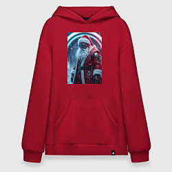 Толстовка-худи оверсайз Дед мороз киберпанк, цвет: красный