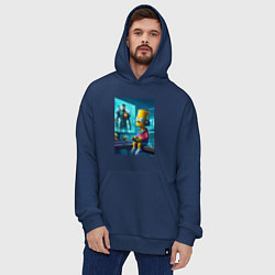 Толстовка-худи оверсайз Bart Simpson is an avid gamer, цвет: тёмно-синий — фото 2