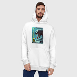 Толстовка-худи оверсайз Baby and Symbiote - we are a Venom meme, цвет: белый — фото 2