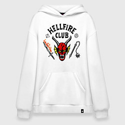 Толстовка-худи оверсайз Stranger things - hellfire club, цвет: белый