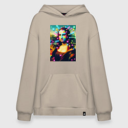 Худи оверсайз Мона Лиза и неоновые кубики - стилизация