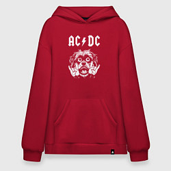 Толстовка-худи оверсайз AC DC rock dog, цвет: красный