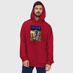 Толстовка-худи оверсайз Sonic and his team - movie, цвет: красный — фото 2