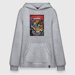 Толстовка-худи оверсайз Обнаженный кулак - улицы ярости, цвет: меланж