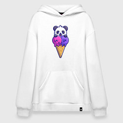 Толстовка-худи оверсайз Panda ice cream, цвет: белый