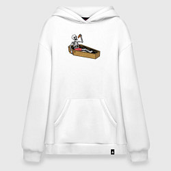 Толстовка-худи оверсайз Death pizza, цвет: белый