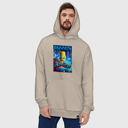 Толстовка-худи оверсайз Cyber Bart Simpson - esport, цвет: миндальный — фото 2