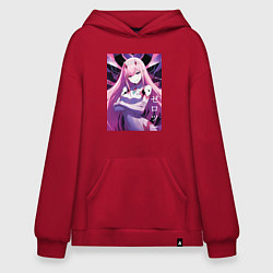 Толстовка-худи оверсайз Zero two Darling in the Franxx - ai art, цвет: красный