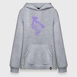Толстовка-худи оверсайз Неоновая фиолетовая лань, цвет: меланж