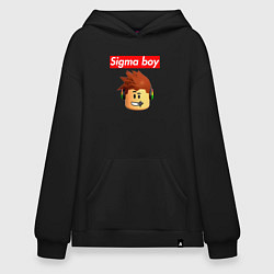 Толстовка-худи оверсайз Sigma boy roblox head - мем Роблокс Сигма бой, цвет: черный