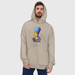 Толстовка-худи оверсайз Marge Simpson - punks not dead motto, цвет: миндальный — фото 2