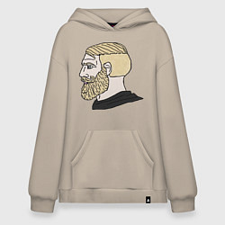 Толстовка-худи оверсайз Мем с бородатым мужиком, цвет: миндальный