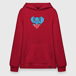 Толстовка-худи оверсайз Слон и сердце, цвет: красный