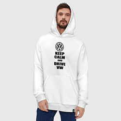 Толстовка-худи оверсайз Keep Calm & Drive VW, цвет: белый — фото 2