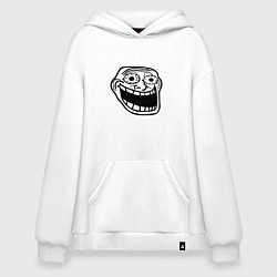 Толстовка-худи оверсайз Омега тролл фейс мем, цвет: белый