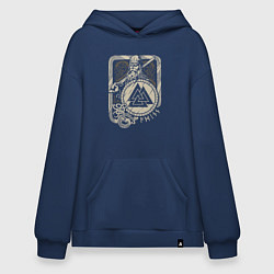 Толстовка-худи оверсайз Воин с щитом и мечом, цвет: тёмно-синий