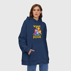 Толстовка-худи оверсайз Winnie Pooh hugs, цвет: тёмно-синий — фото 2