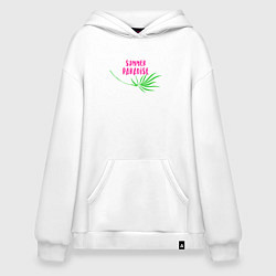 Толстовка-худи оверсайз Летняя благодать, цвет: белый