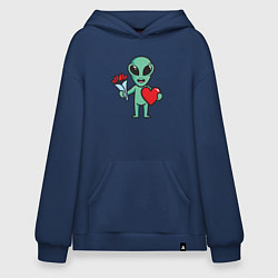 Толстовка-худи оверсайз Влюблённый инопланетянин, цвет: тёмно-синий
