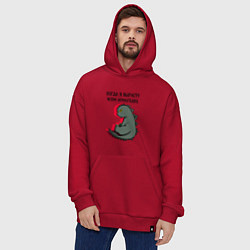 Толстовка-худи оверсайз Когда я вырасту годзилла, цвет: красный — фото 2