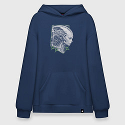 Толстовка-худи оверсайз Внеземная кибер-девушка, цвет: тёмно-синий