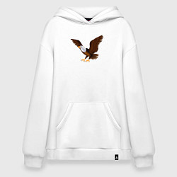 Толстовка-худи оверсайз Орёл мультяшный, цвет: белый