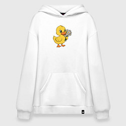 Худи оверсайз Желтая уточка с ромашками