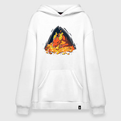 Толстовка-худи оверсайз Dragon in a cave with treasures, цвет: белый