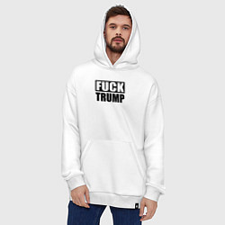 Толстовка-худи оверсайз Trump fuck, цвет: белый — фото 2