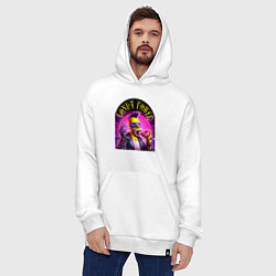 Толстовка-худи оверсайз Homer Simpson - cyber donut power ai art, цвет: белый — фото 2