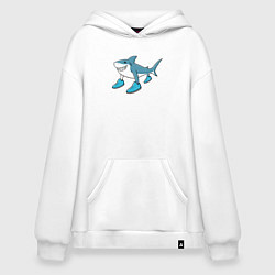 Толстовка-худи оверсайз Тралалеро тралала, акула в кроссовках, мем, цвет: белый