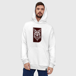 Толстовка-худи оверсайз Лис на багровом фоне, цвет: белый — фото 2