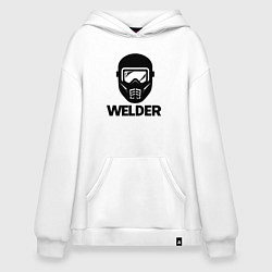 Толстовка-худи оверсайз Маска сварщика, цвет: белый