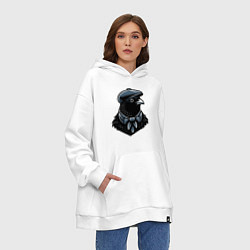 Толстовка-худи оверсайз Птица в кепке, цвет: белый — фото 2