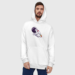 Толстовка-худи оверсайз Супер космонавт в полёте, цвет: белый — фото 2